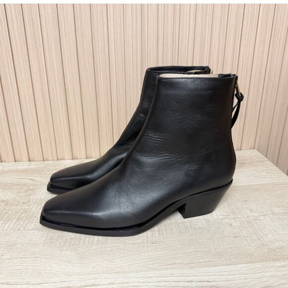 AllSaints Lenora Western Black Leather Bootie Size 10 Women's Shoes - Picture 2 of 14